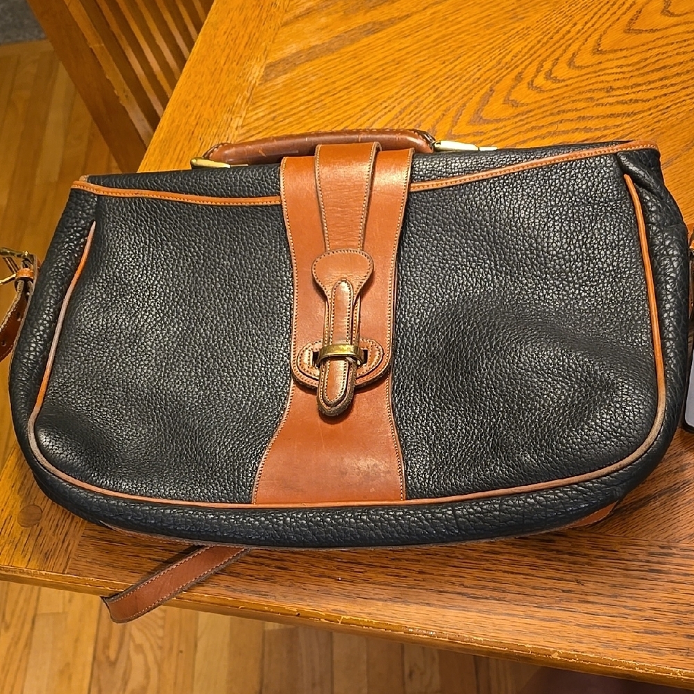 Elegant Black and Brown Leather Bag